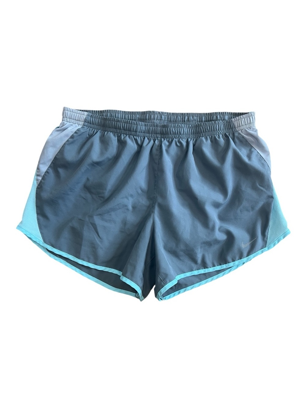 Nike Women's Athletic Dri-Fit Running Shorts in Slate Gray with Teal Trim size M